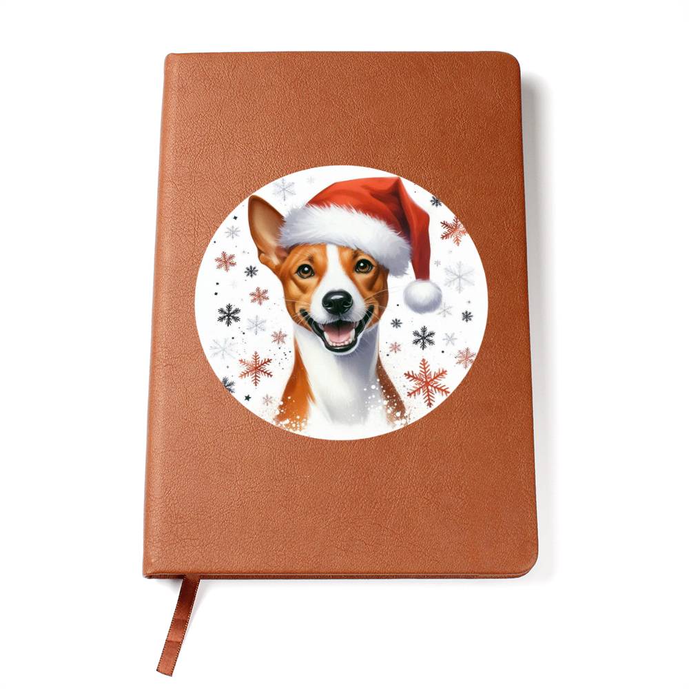 Christmas Dog - Basenji - Vegan Leather Journal