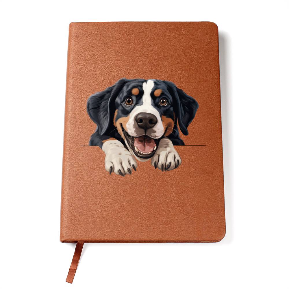 Greater Swiss Mountain Dog Peeking - Vegan Leather Journal
