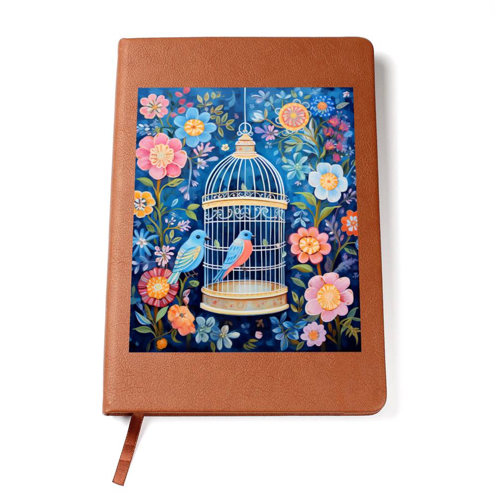 Birds And Floral Design 176 - Vegan Leather Journal