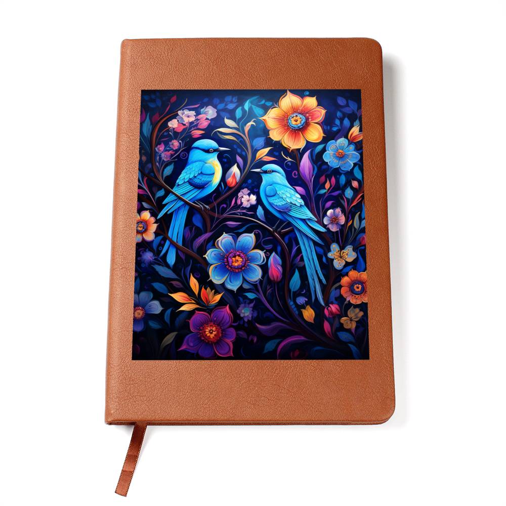 Birds And Floral Design 062 - Vegan Leather Journal