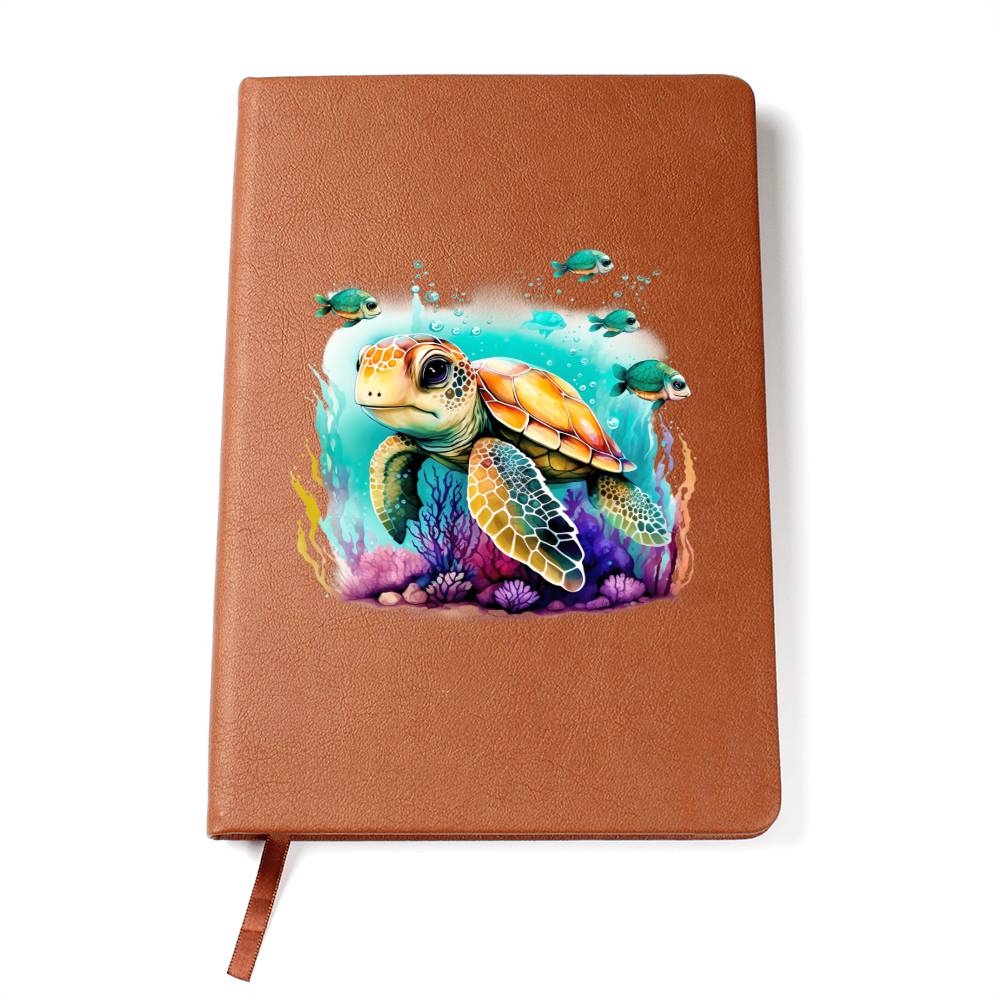 Cute Sea Turtle 002 - Vegan Leather Journal