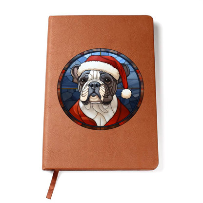Dog Stained Glass Christmas Design 030 - Vegan Leather Journal