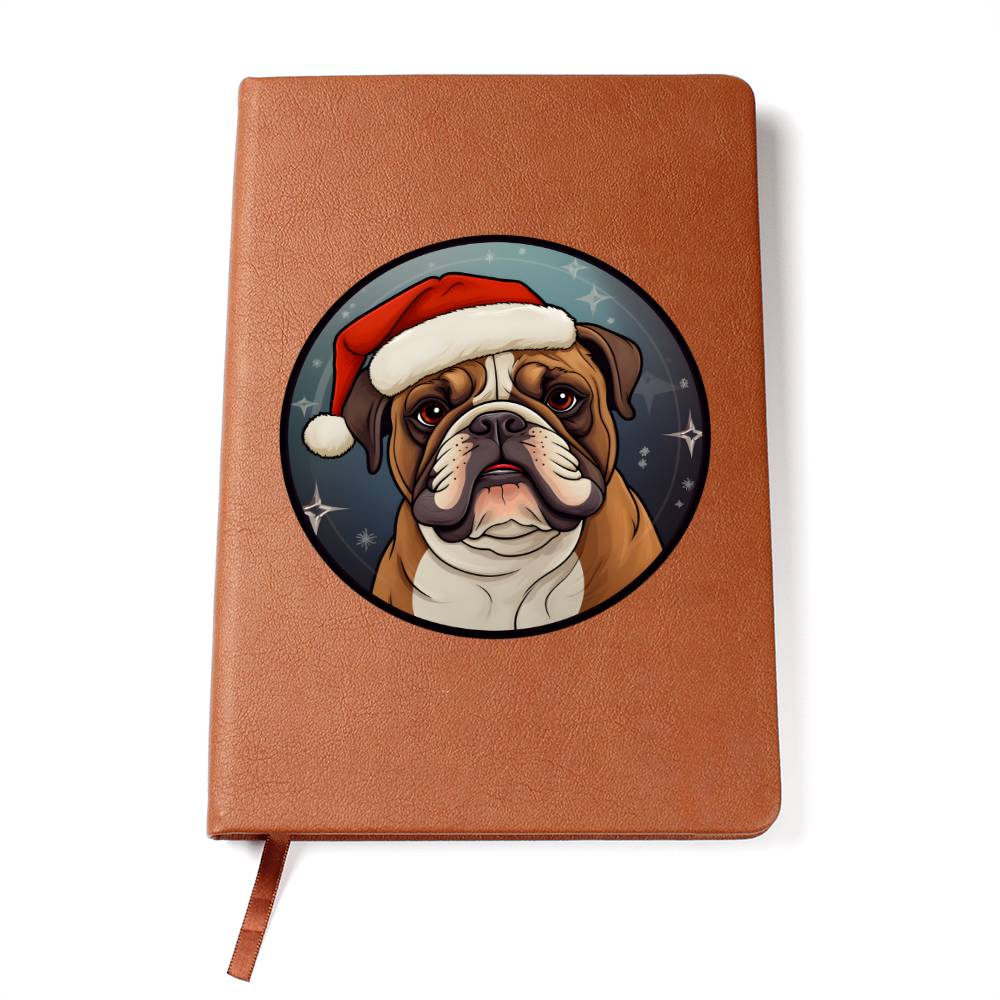 Dog Stained Glass Christmas Design 031 - Vegan Leather Journal