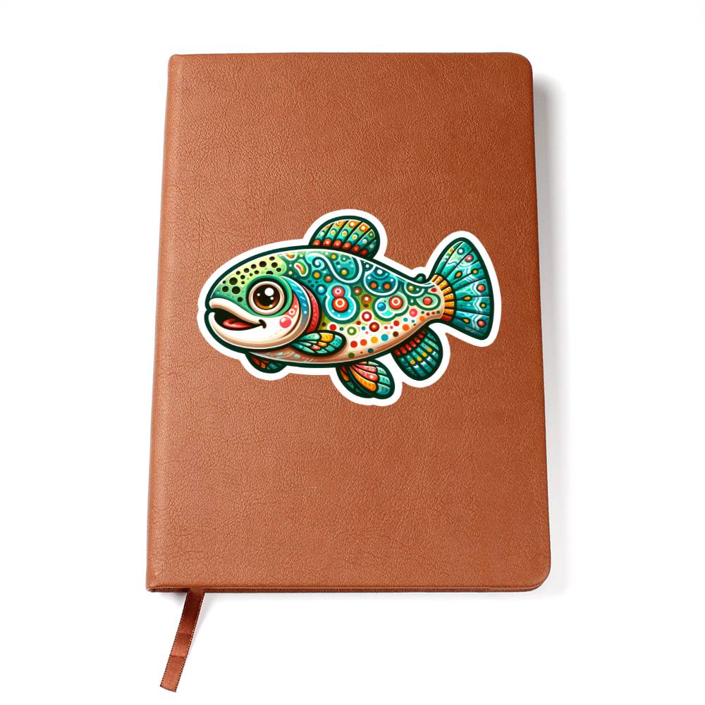 Cute Trout sticker 198 - Vegan Leather Journal