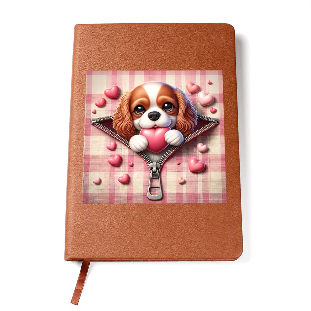 Valentine's Day Dog And Zipper 028 - Vegan Leather Journal