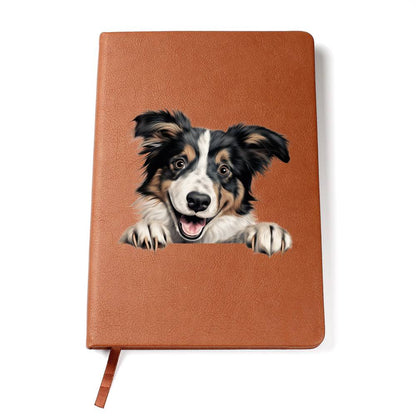 Collie Peeking - Vegan Leather Journal