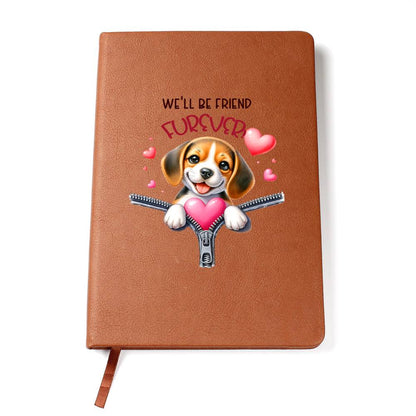 Valentine's Day Dog And Zipper 046 We'll Be Friend Furever - Vegan Leather Journal