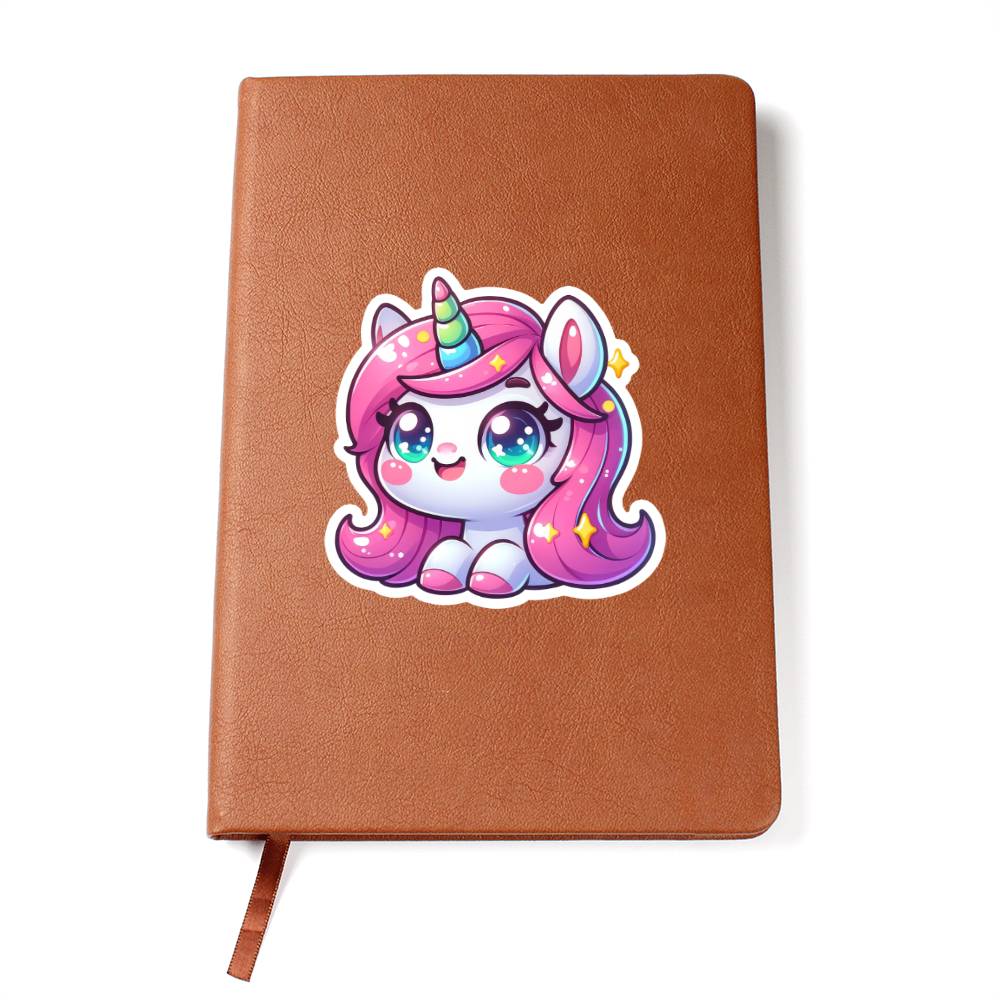 Cute Unicorn sticker 207 - Vegan Leather Journal