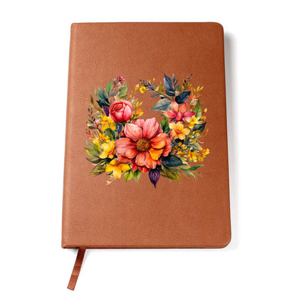 Floral Flower Wreath 060 - Vegan Leather Journal