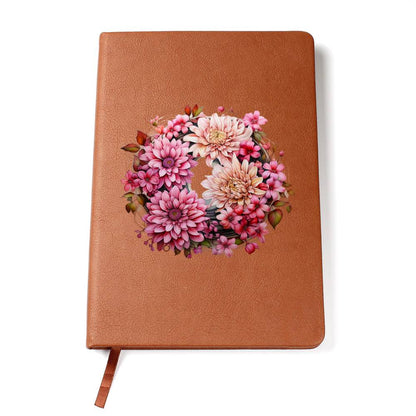 Floral Flower Wreath 089 - Vegan Leather Journal