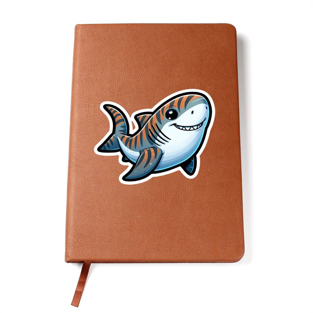 Cute Tiger shark sticker 193 - Vegan Leather Journal