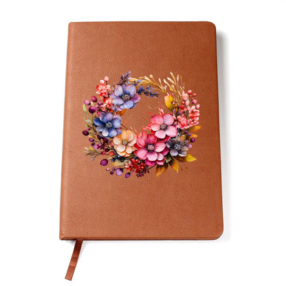 Floral Flower Wreath 078 - Vegan Leather Journal