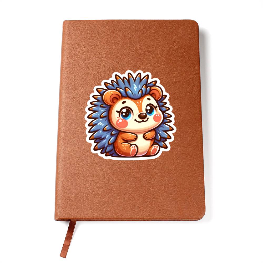 Cute Hedgehog sticker 66 - Vegan Leather Journal