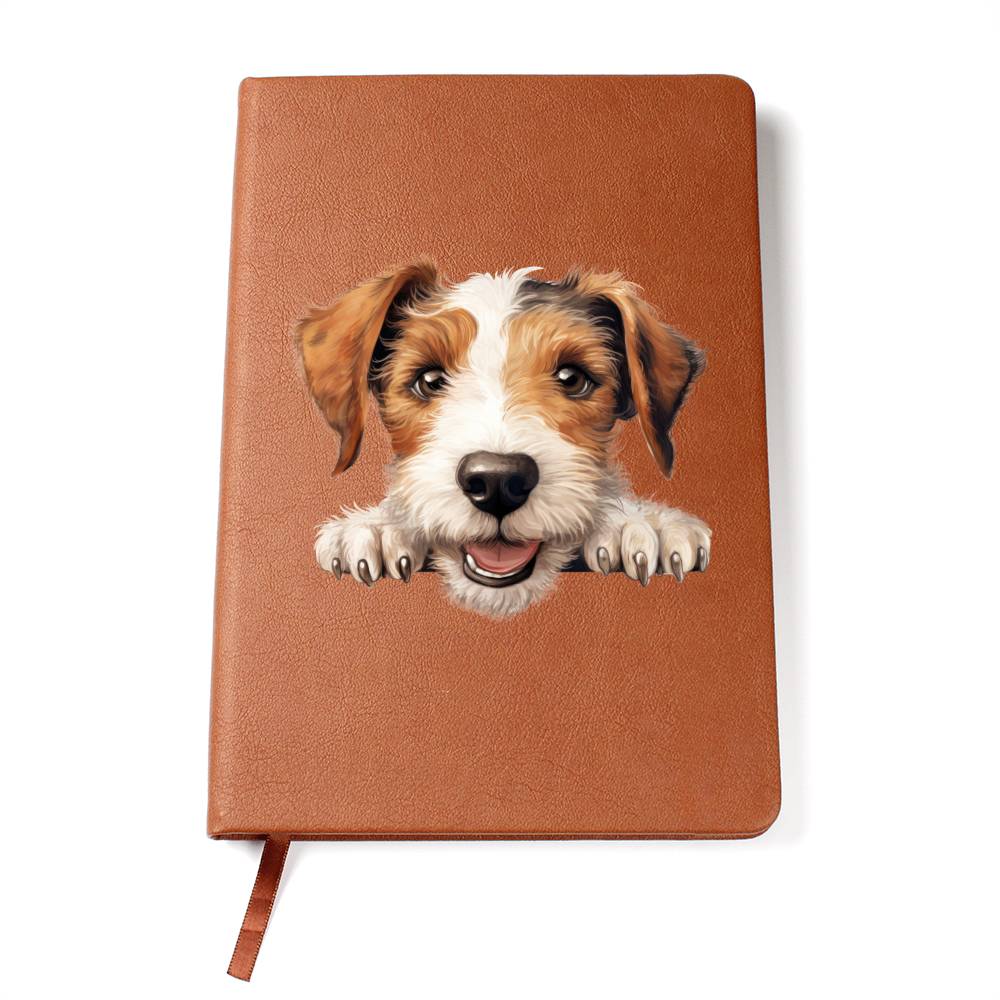 Wire Fox Terrier Peeking - Vegan Leather Journal