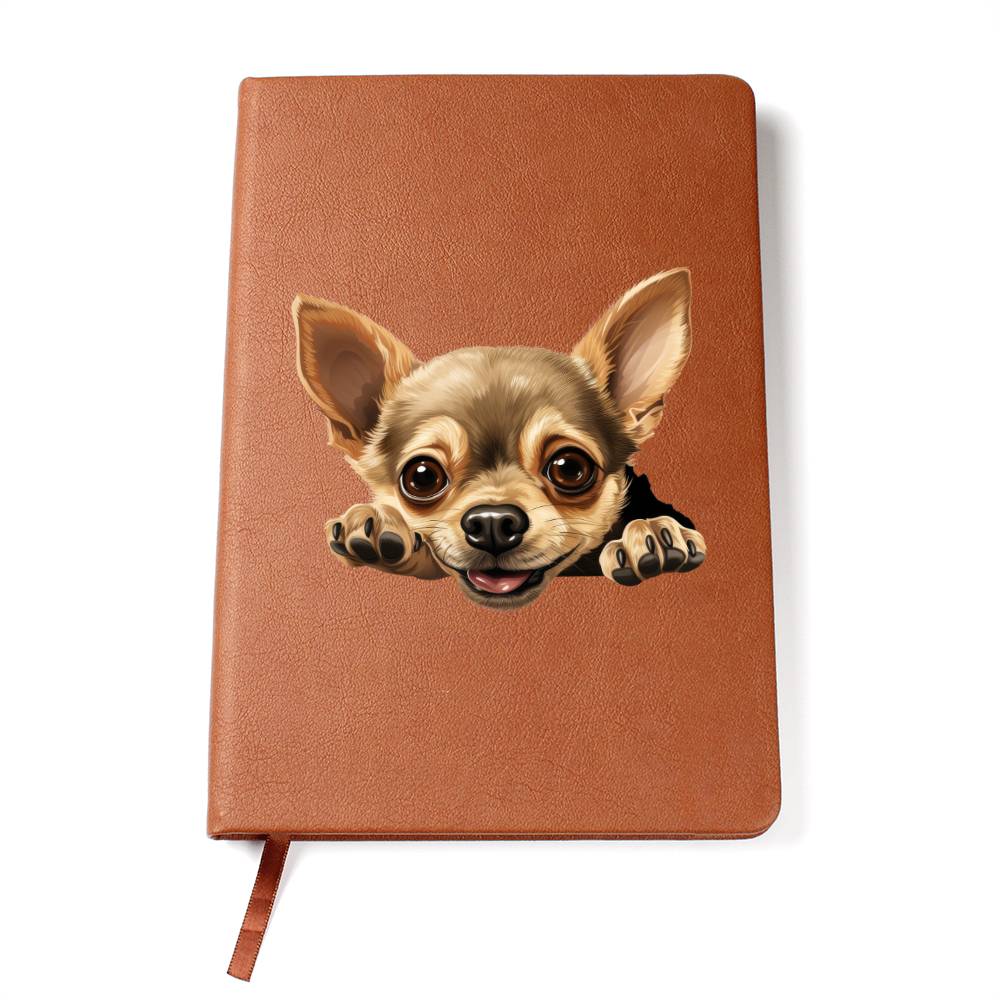 Chihuahua Peeking - Vegan Leather Journal