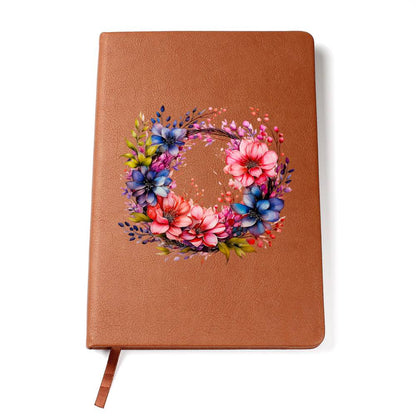 Floral Flower Wreath 129 - Vegan Leather Journal