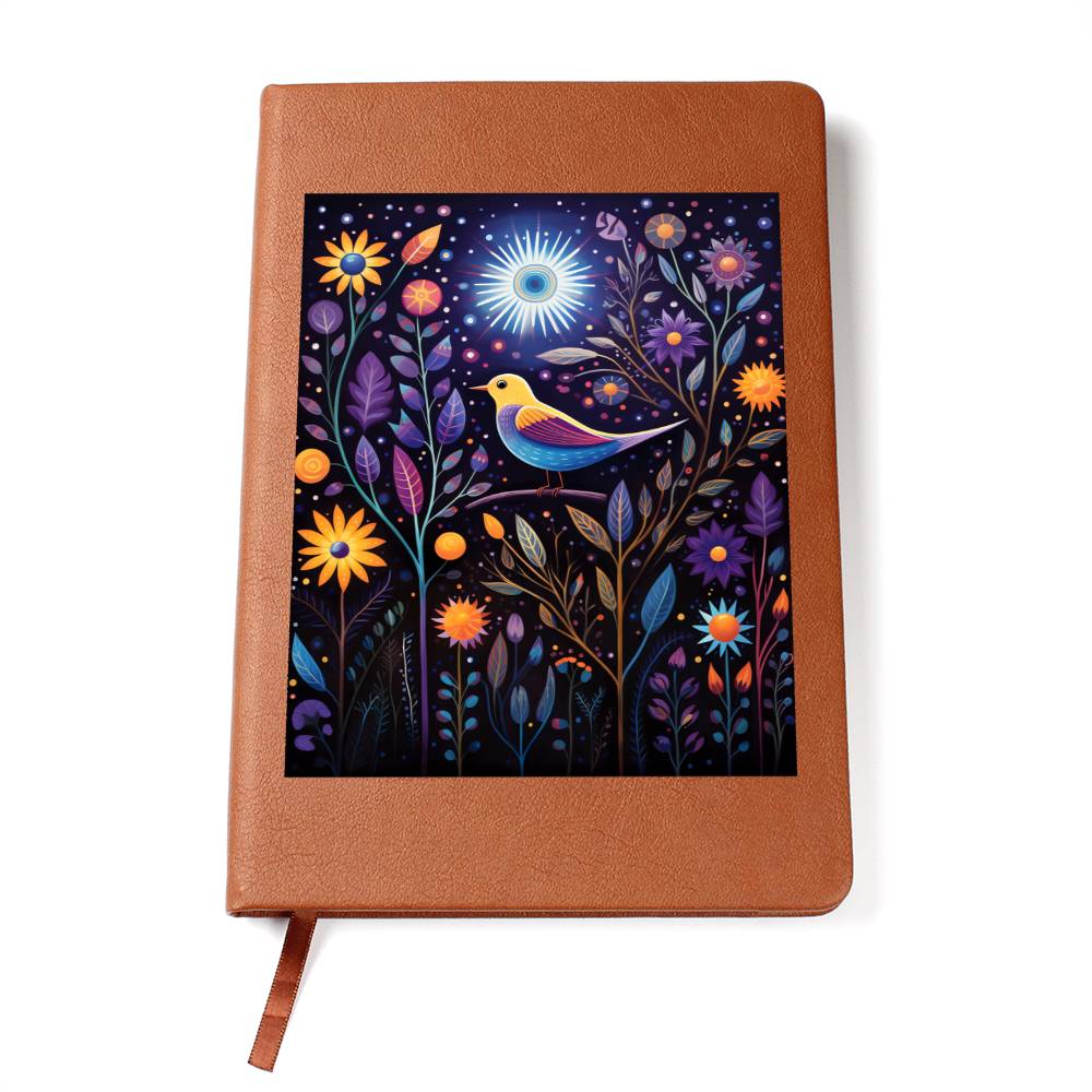 Birds And Floral Design 067 - Vegan Leather Journal