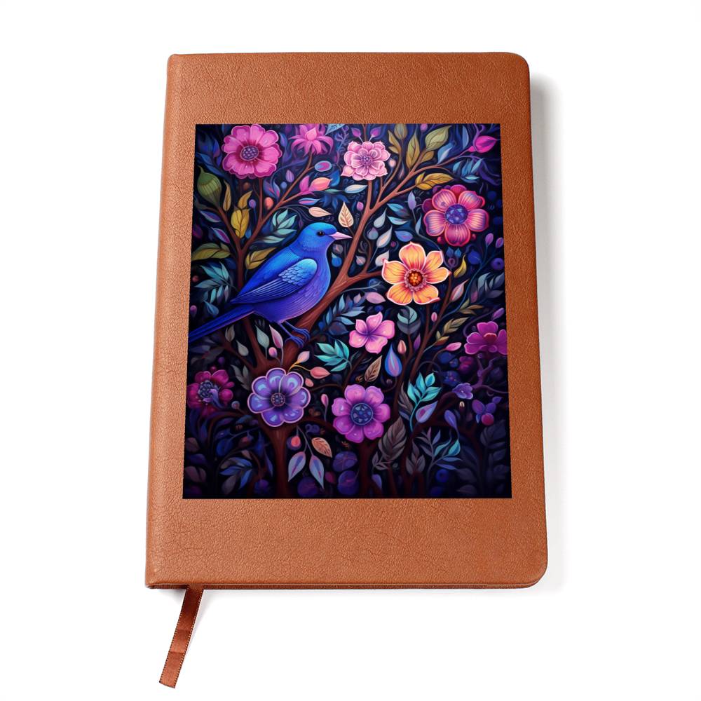 Birds And Floral Design 016 - Vegan Leather Journal