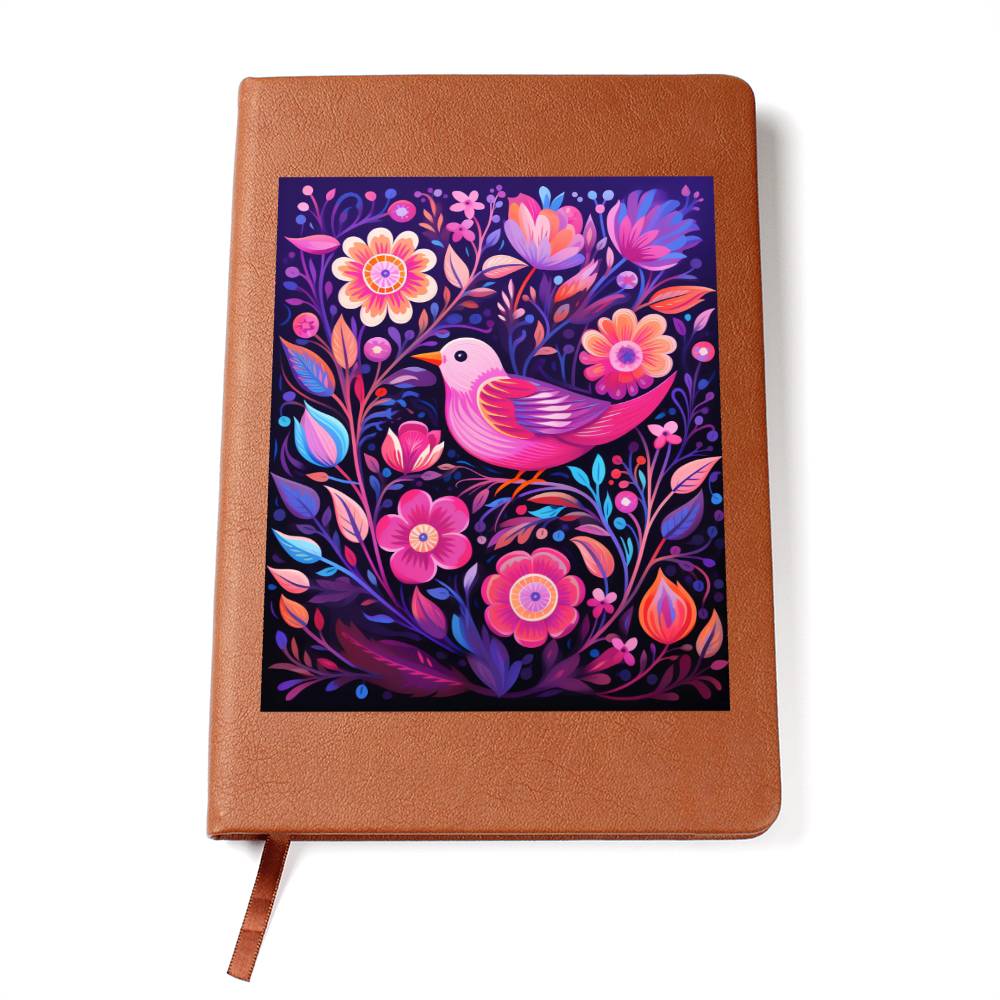 Birds And Floral Design 055 - Vegan Leather Journal