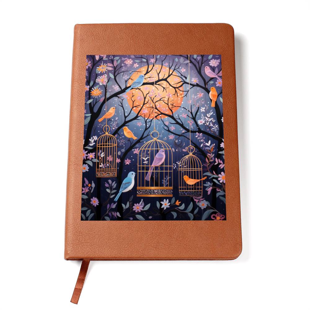 Birds And Floral Design 180 - Vegan Leather Journal