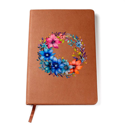 Floral Flower Wreath 113 - Vegan Leather Journal