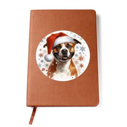 Christmas Dog - American Staffordshire Terrier - Vegan Leather Journal
