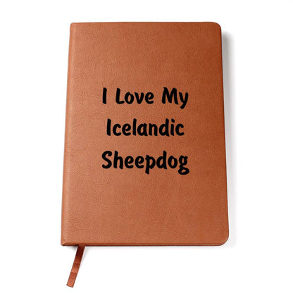 Love My Icelandic Sheepdog v4 - Vegan Leather Journal