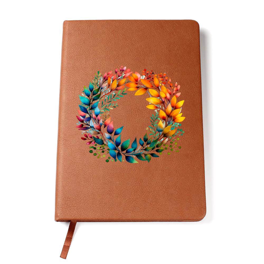 Floral Flower Wreath 120 - Vegan Leather Journal