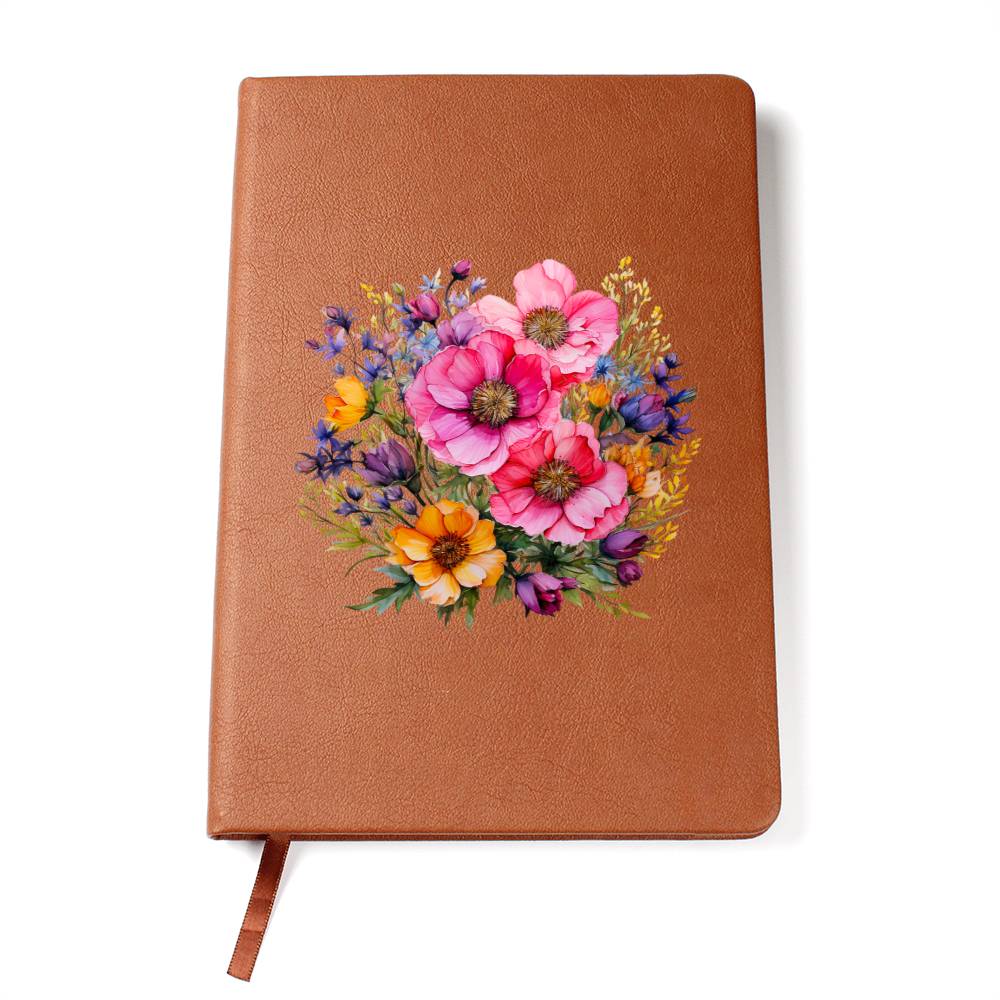 Floral Flower Wreath 156 - Vegan Leather Journal