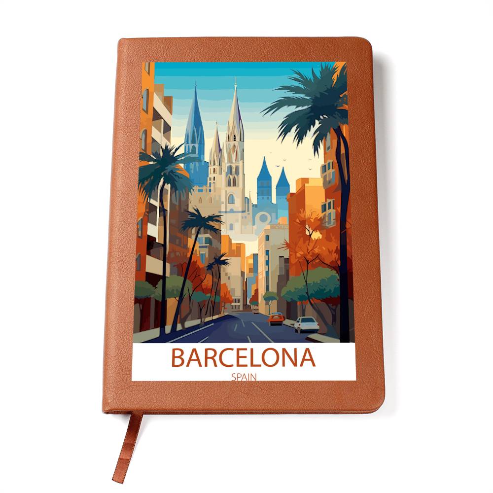 Famous Travel Destinations - Barcelona, Spain - Vegan Leather Journal