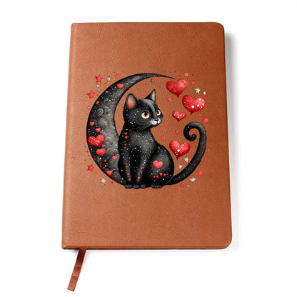 Valentine's Day Black Cat 041 - Vegan Leather Journal