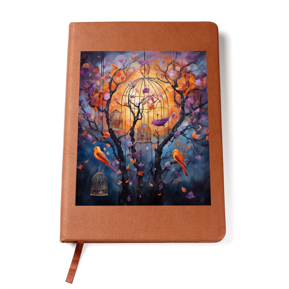 Birds And Floral Design 089 - Vegan Leather Journal