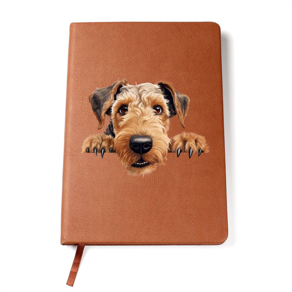 Airedale Terrier Peeking - Vegan Leather Journal