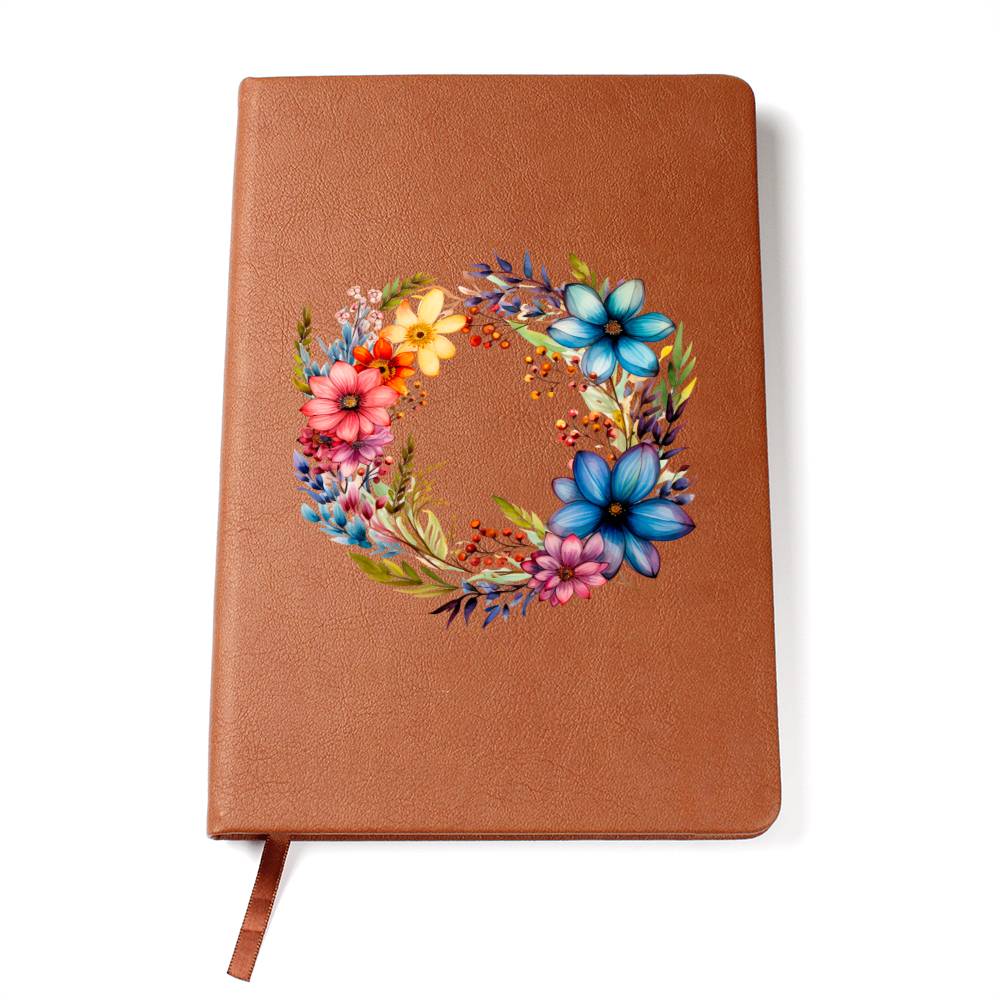 Floral Flower Wreath 061 - Vegan Leather Journal