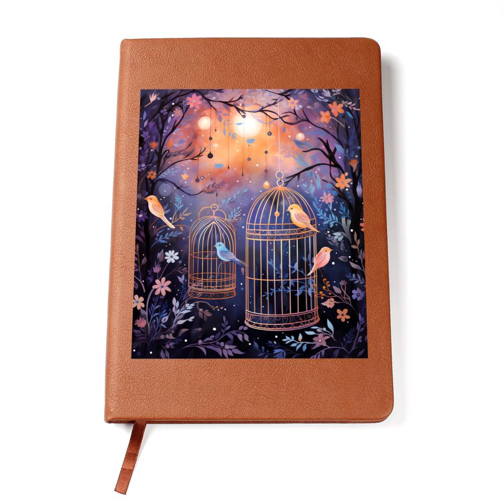 Birds And Floral Design 072 - Vegan Leather Journal