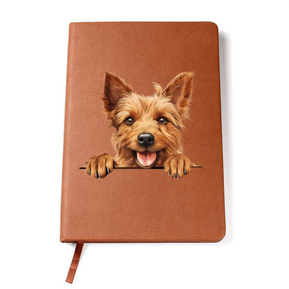 Australian Terrier Peeking - Vegan Leather Journal