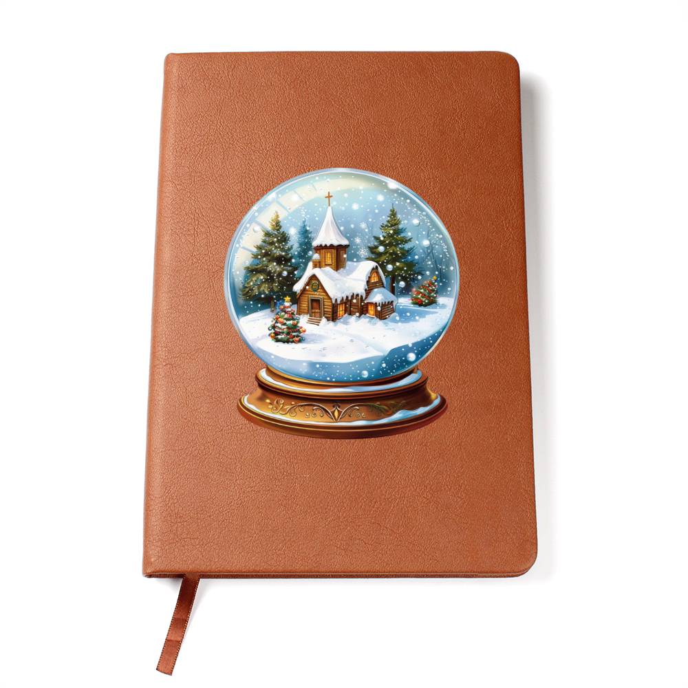 Watercolor Christmas Snow Globe 016 - Vegan Leather Journal