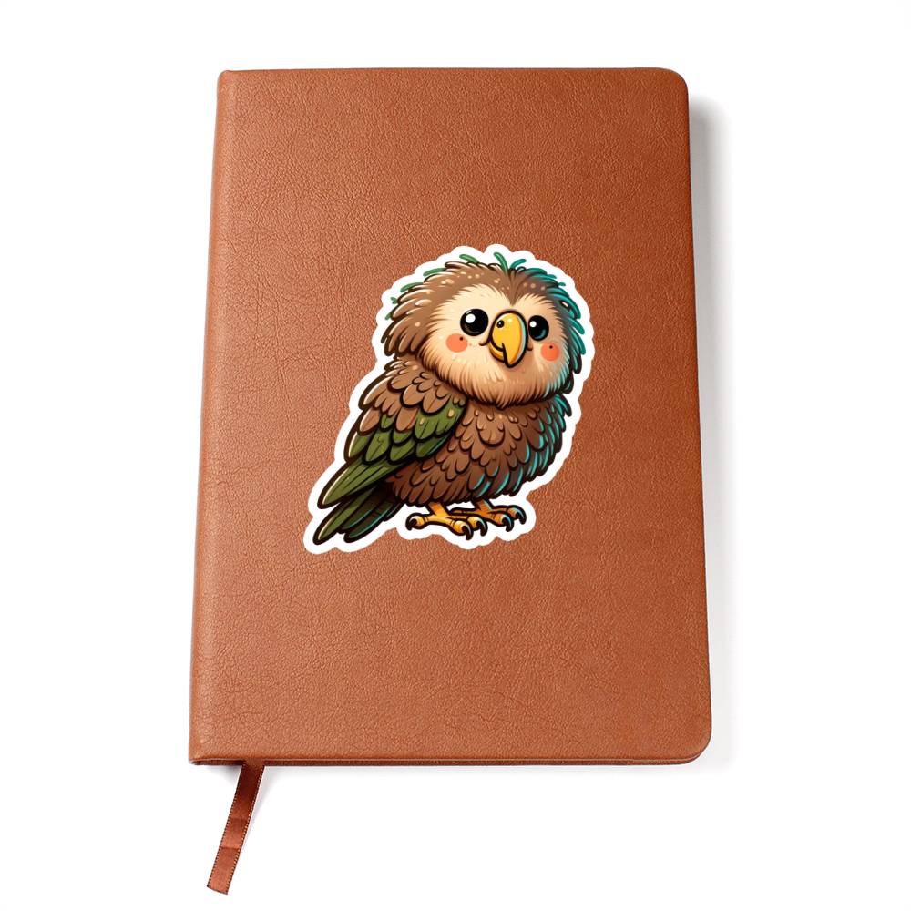 Cute kakapo sticker 76 - Vegan Leather Journal