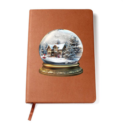 Watercolor Christmas Snow Globe 001 - Vegan Leather Journal