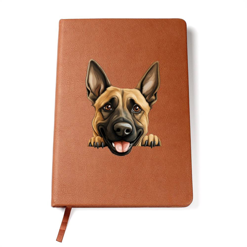 Belgian Malinois Peeking - Vegan Leather Journal