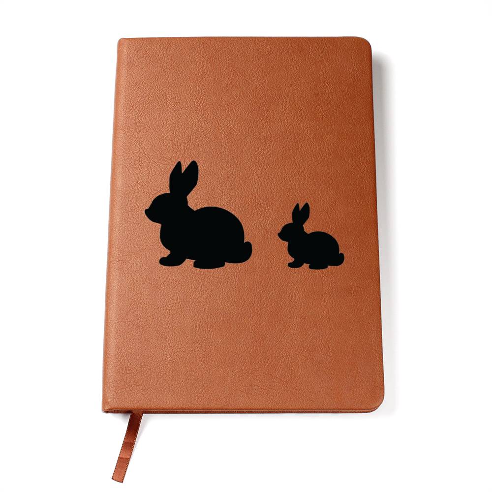 Mama Rabbit With 1 Kitten - Vegan Leather Journal