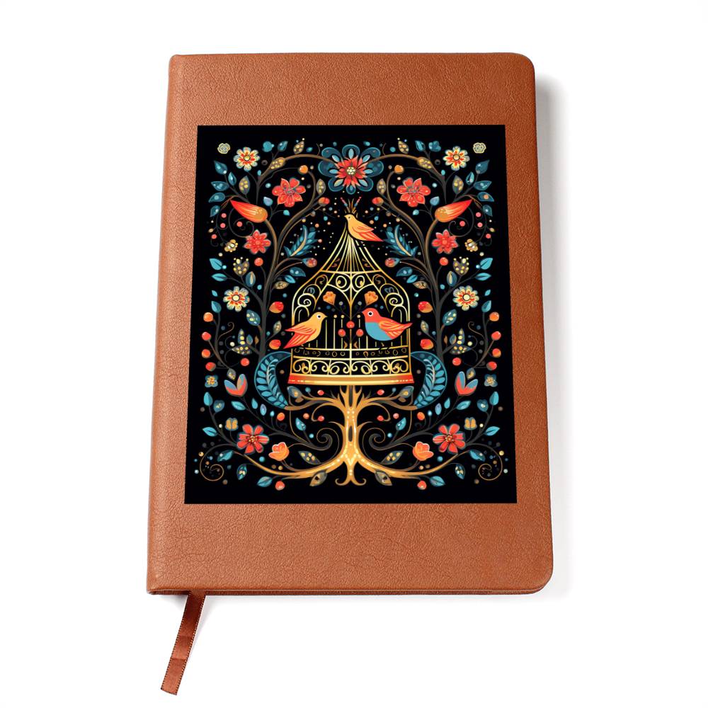 Birds And Floral Design 164 - Vegan Leather Journal