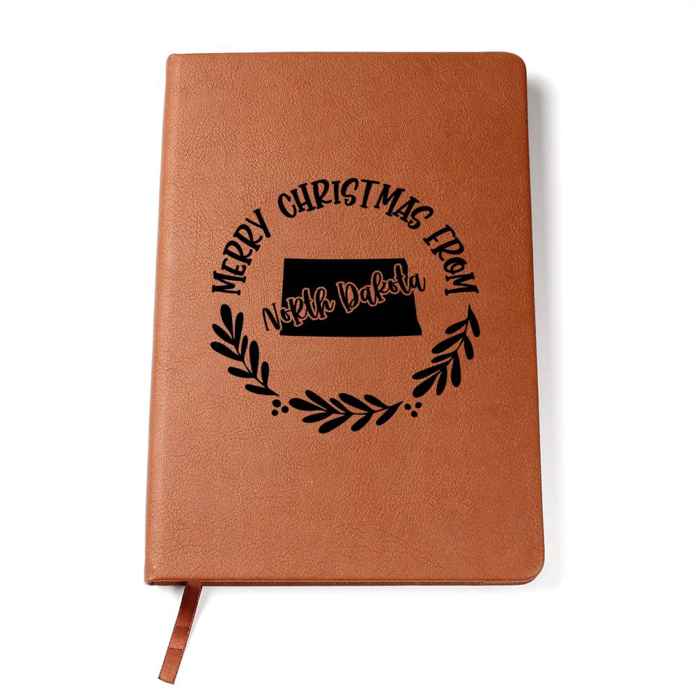 Merry Christmas From North Dakota - Vegan Leather Journal
