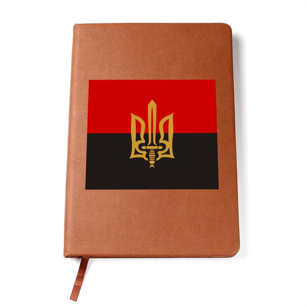 Stylized Tryzub And Red-Black Flag - Vegan Leather Journal
