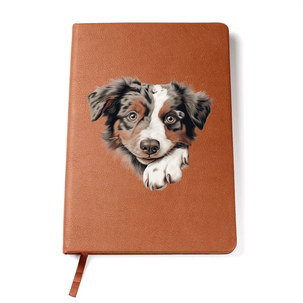 Australian Shepherd Peeking - Vegan Leather Journal