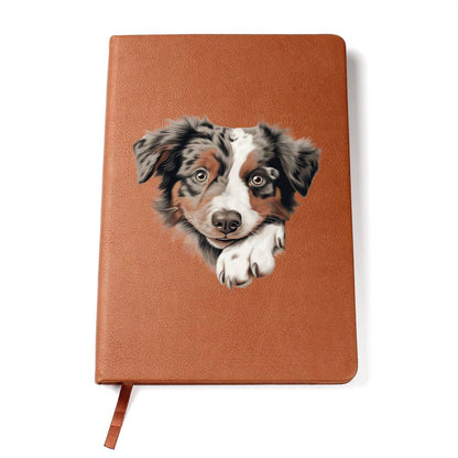 Australian Shepherd Peeking - Vegan Leather Journal