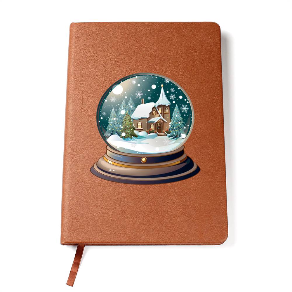 Watercolor Christmas Snow Globe 038 - Vegan Leather Journal