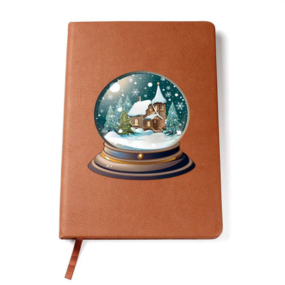 Watercolor Christmas Snow Globe 038 - Vegan Leather Journal