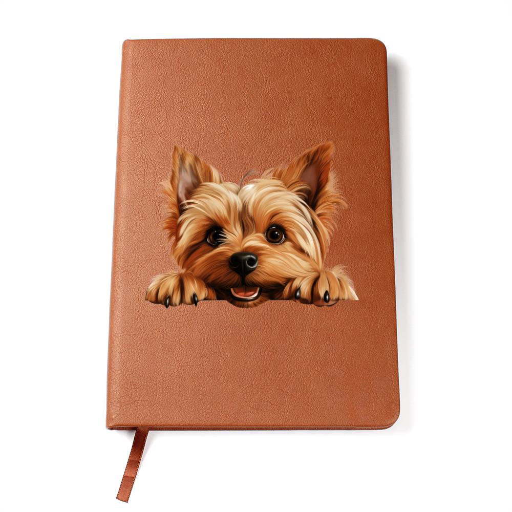 Silky Terrier Peeking - Vegan Leather Journal
