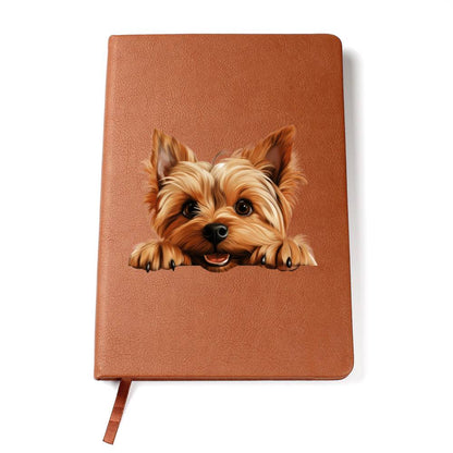 Silky Terrier Peeking - Vegan Leather Journal